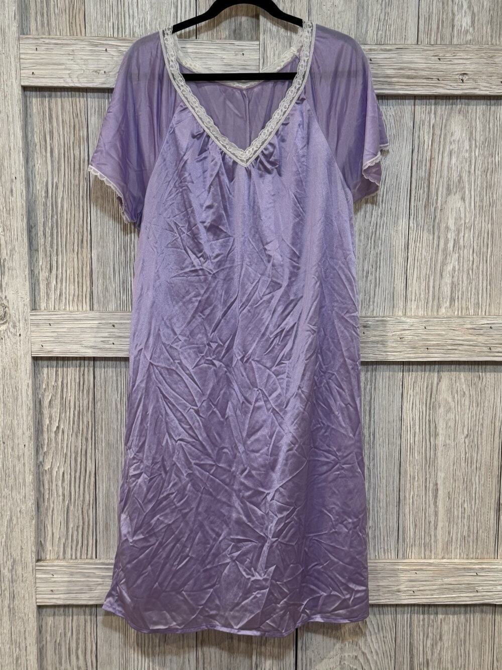 Vtg Blair Lavender Purple Nightgown Nightie Size XLARGE Lace Trim